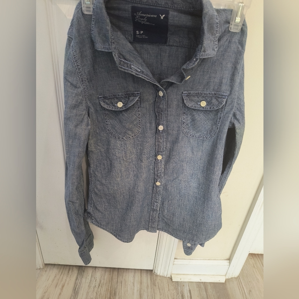 American Eagle jean button up shirt sz SP EUC